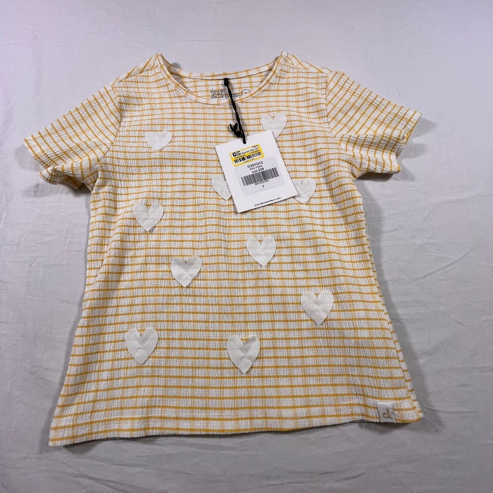 Deux par Deux T-Shirt‎ Girls 7 Yellow NEW Solar Power G30YG72 Heart Patches